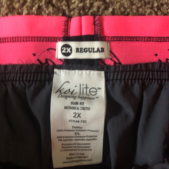 Koi Lite Slim Fit Mechanical Stretch Scrub Pants Women’s Size 2X Hot Pink Gray - Picture 6 of 6